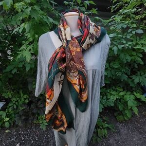 Equestrian Scarf Horse Print Plaid Vintage Style‎ Shawl Wrap